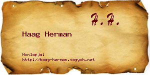 Haag Herman névjegykártya